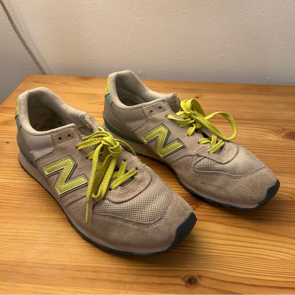 New Balance x J Crew Pink and Neon Green Sneakers